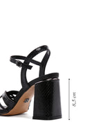 Women's Black Ankle Strap Thick Heeled Sandals | Derimod