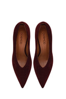 Kadın Bordo İnce Topuklu Süet Deri Stiletto | Derimod