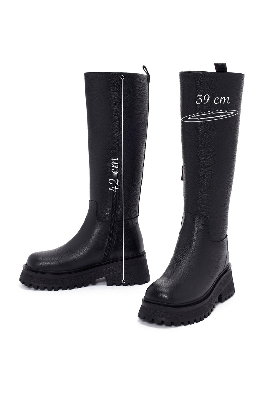 Women's Black Zippered Leather Boots