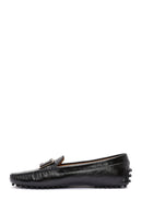 Woman Black Buckle-Detail Leather Loafer | Derimod