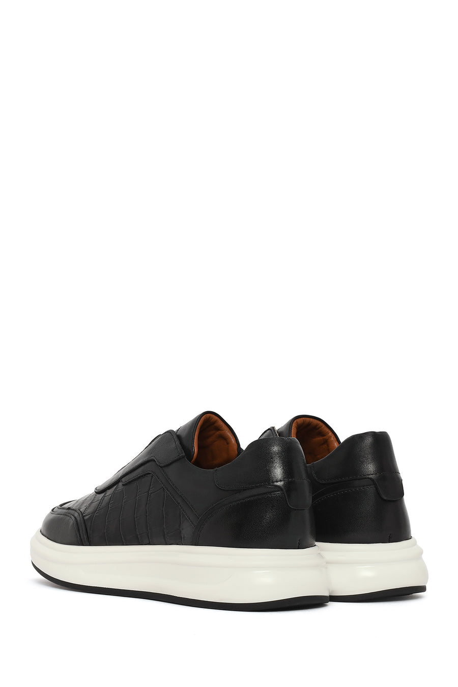 Male Black Patterned Leather Sneaker