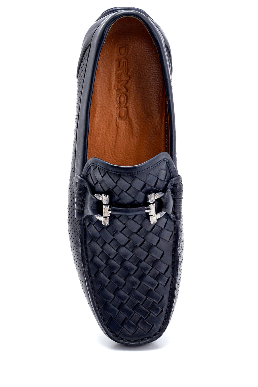 Erkek Deri Örgü Detaylı Loafer