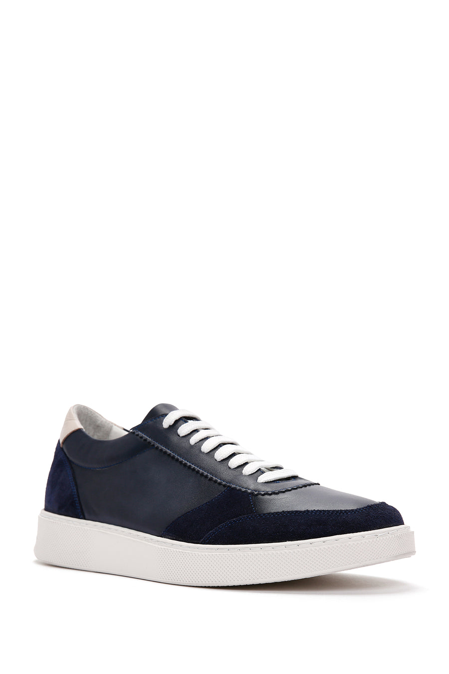 Men's Navy Blue Lace-Up Leather Sneaker