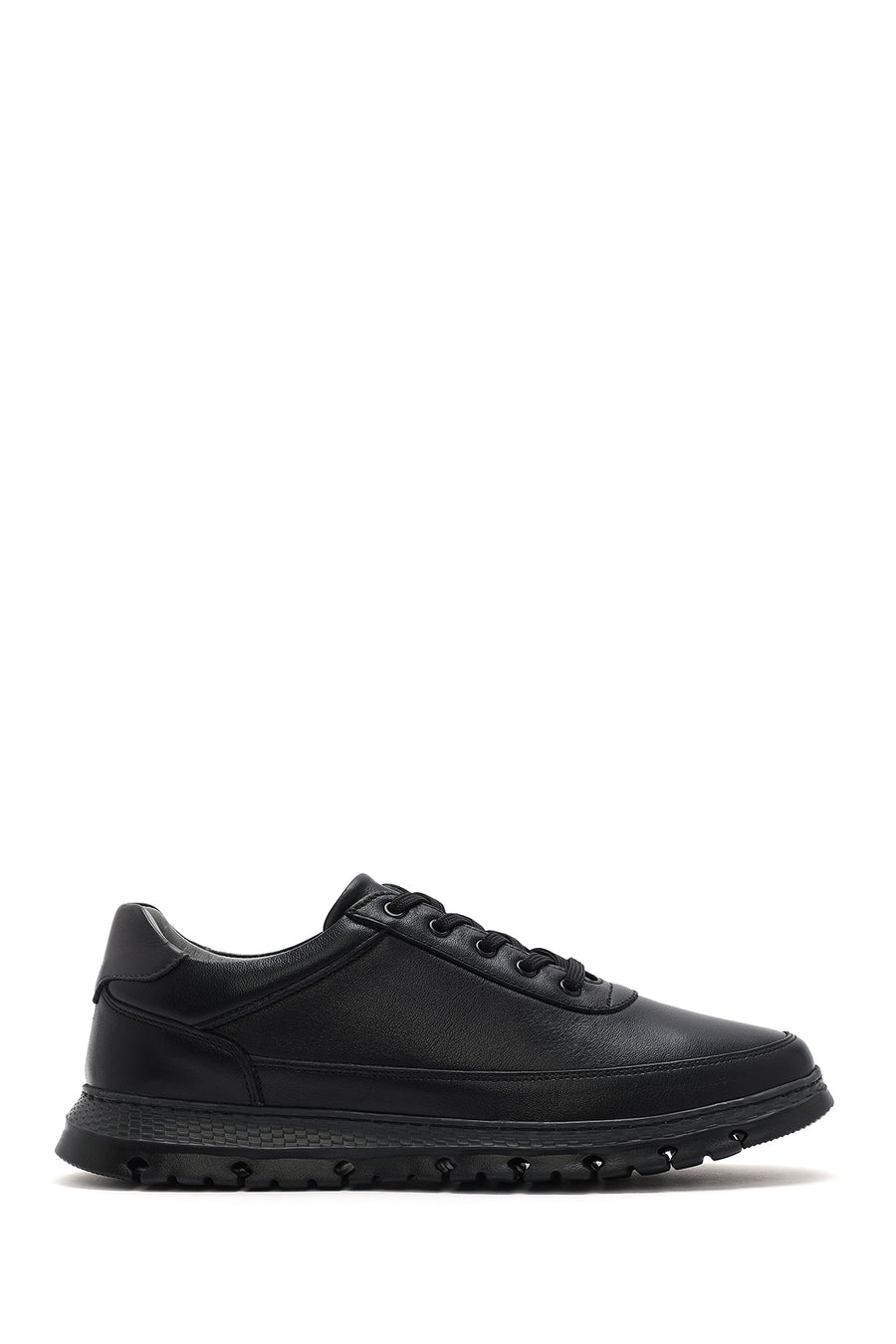 Erkek Siyah Bağcıklı Deri Casual Sneaker 25SFD674918 | Derimod