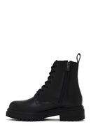 Woman Black Zip Closure Combat Boots | Derimod