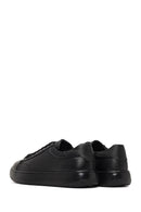 Men's Black Lace-Up Thick-Soled Leather Sneaker | Derimod