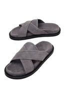 Male Grey Suede Slipper | Derimod