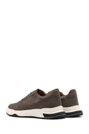 Men's Gray Lace-Up Nubuck Leather Sneaker | Derimod