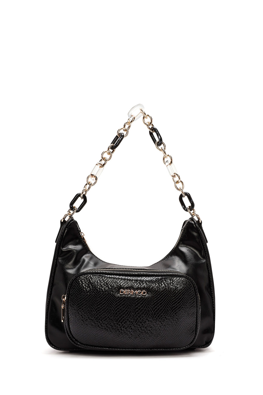 Women's Black Double Strap Shoulder Bag