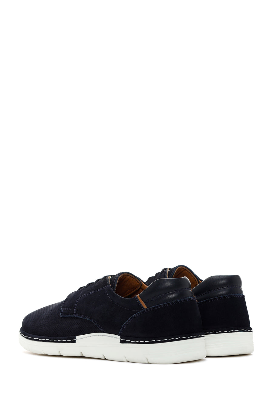 Men's Navy Blue Lace-up Leather Casual Shoes