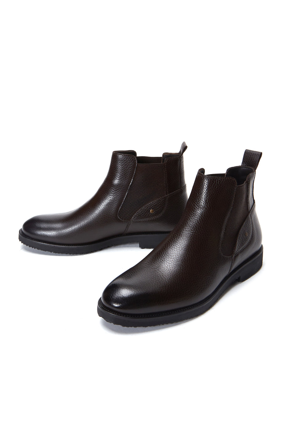 Men's Brown Leather Chelsea Flat Boots