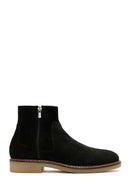 Men's Black Zippered Suede Leather Casual Boots | Derimod