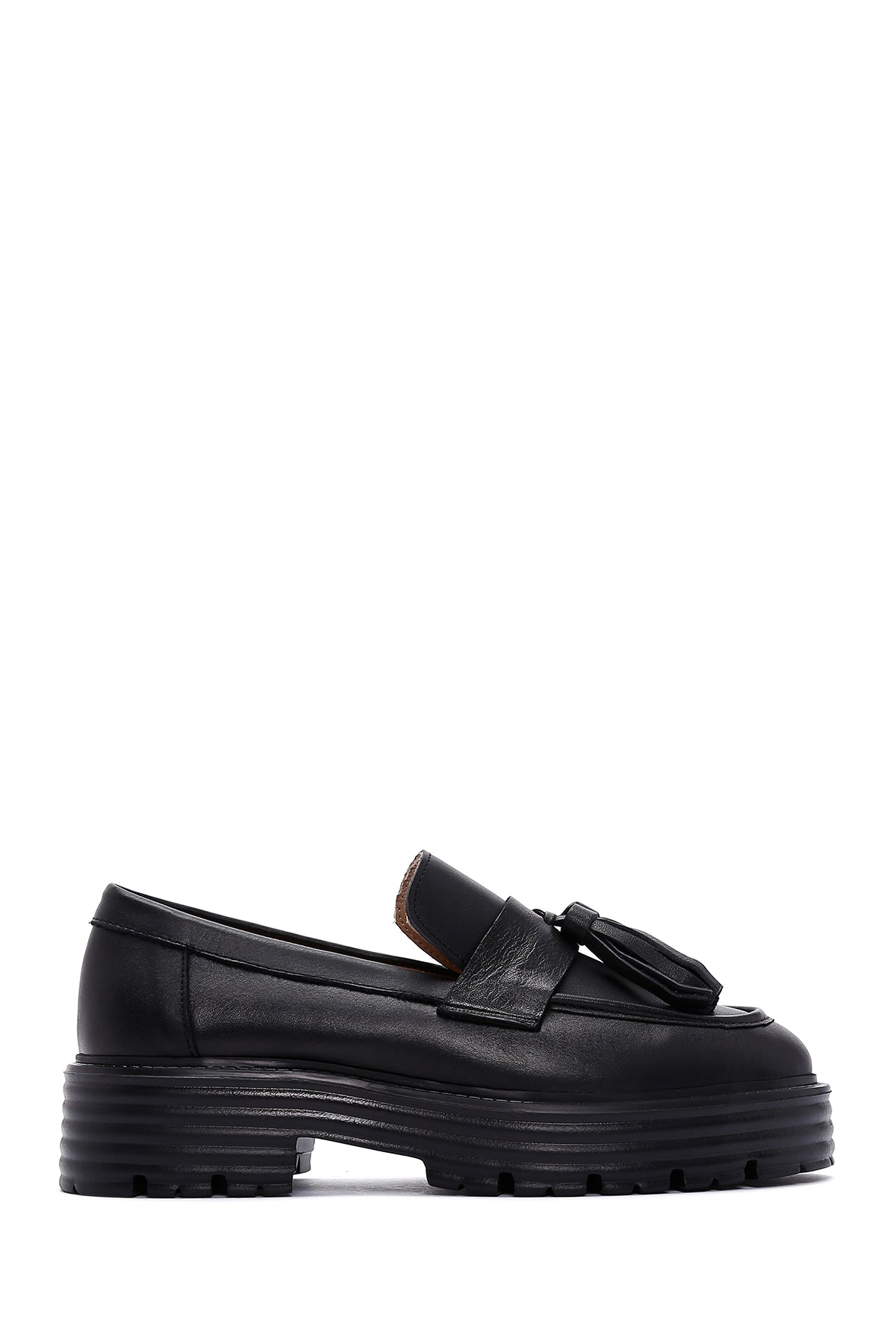 Women's Black Leather Masculine Loafer 23WFD290318 | Derimod