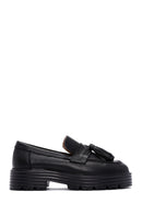 Women's Black Leather Masculine Loafer | Derimod