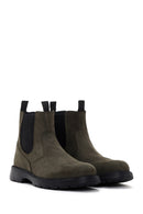 Men's Khaki Nubuck Leather Casual Chelsea Boots | Derimod