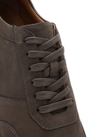 Men's Gray Lace-Up Nubuck Leather Sneaker | Derimod