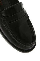 Women's Black Leather Masculine Loafer | Derimod