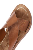 Women's Bronze Ankle Strap Thick Soled Metallic Sandals | Derimod