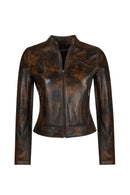 Kylie Woman Bronze Short Leather Jacket | Derimod