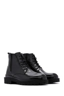 Men's Black Leather Zippered Casual Boots | Derimod