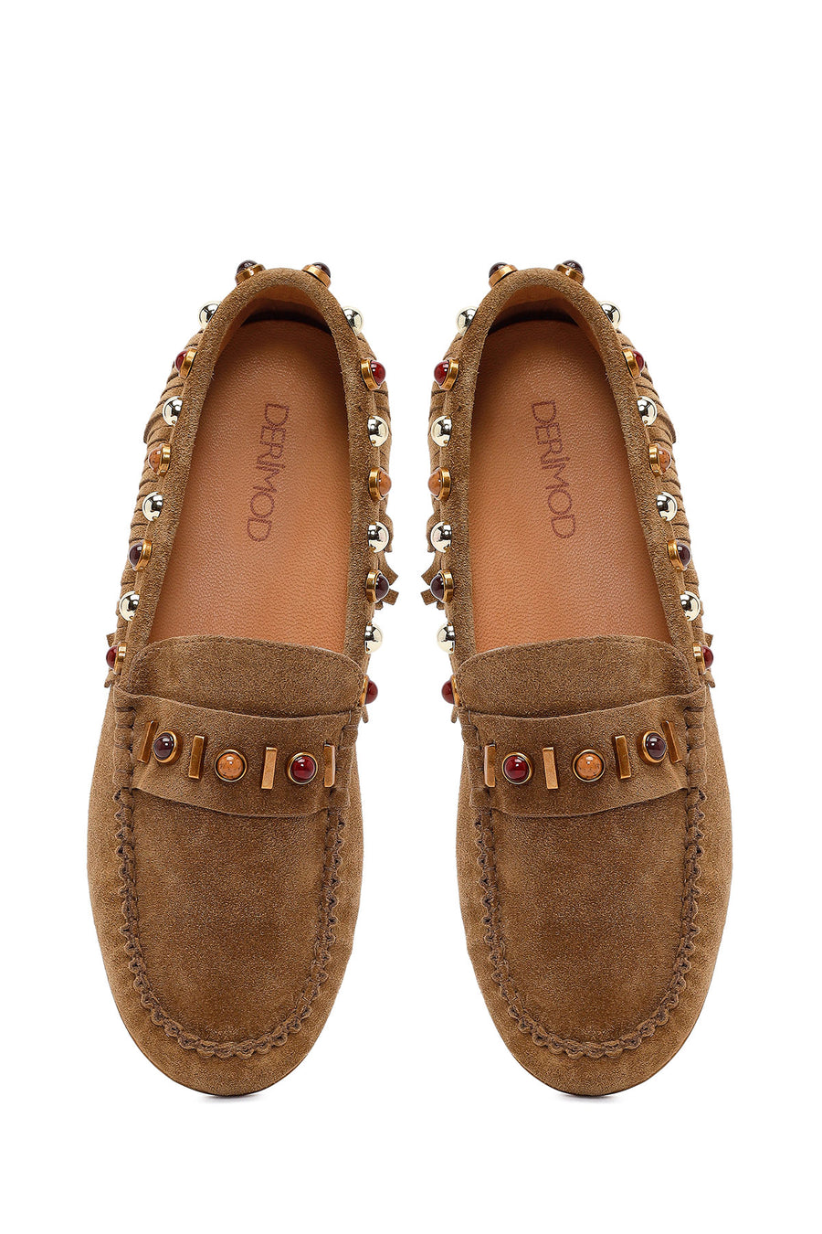 Women's Camel Tassel Suede Leather Loafer