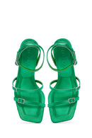 Women's Green Ankle Strap Thin Heel Sandals | Derimod