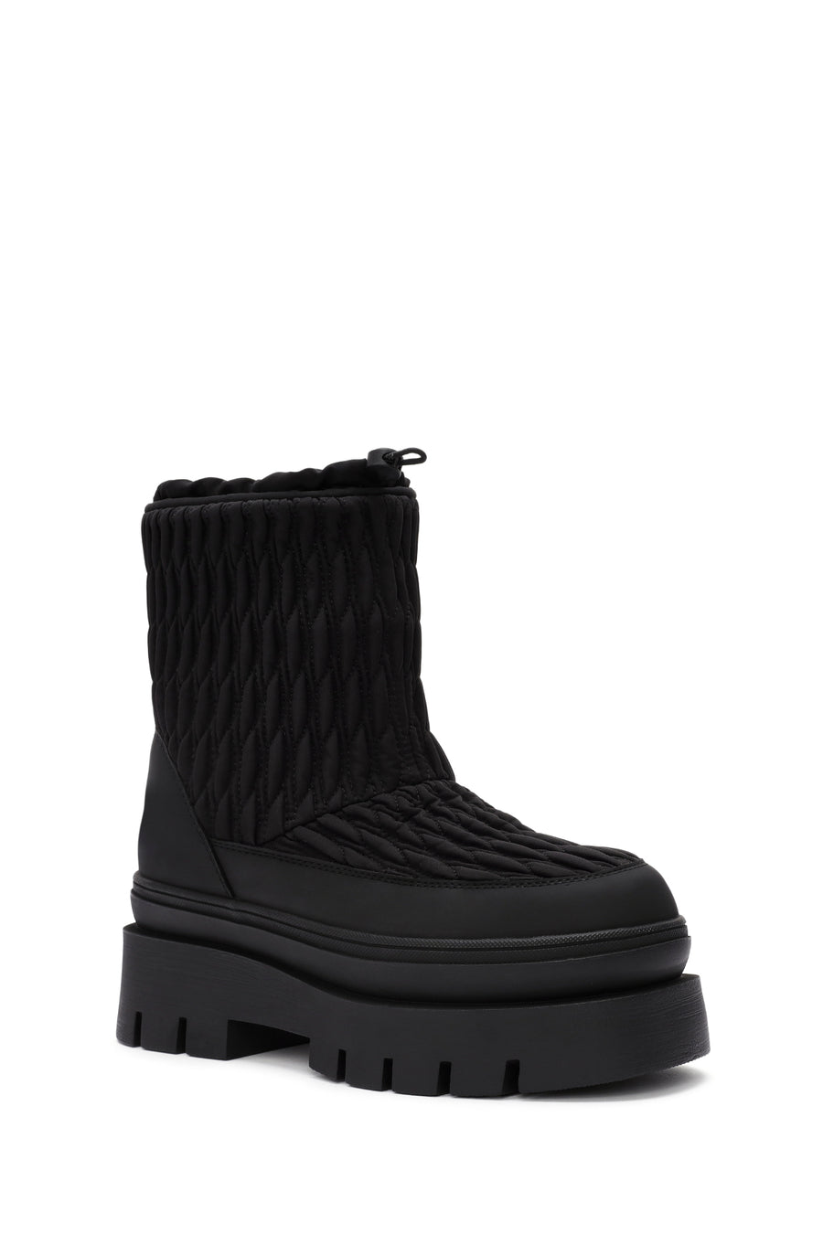 Women's Black Thick Soled Fabric Boots