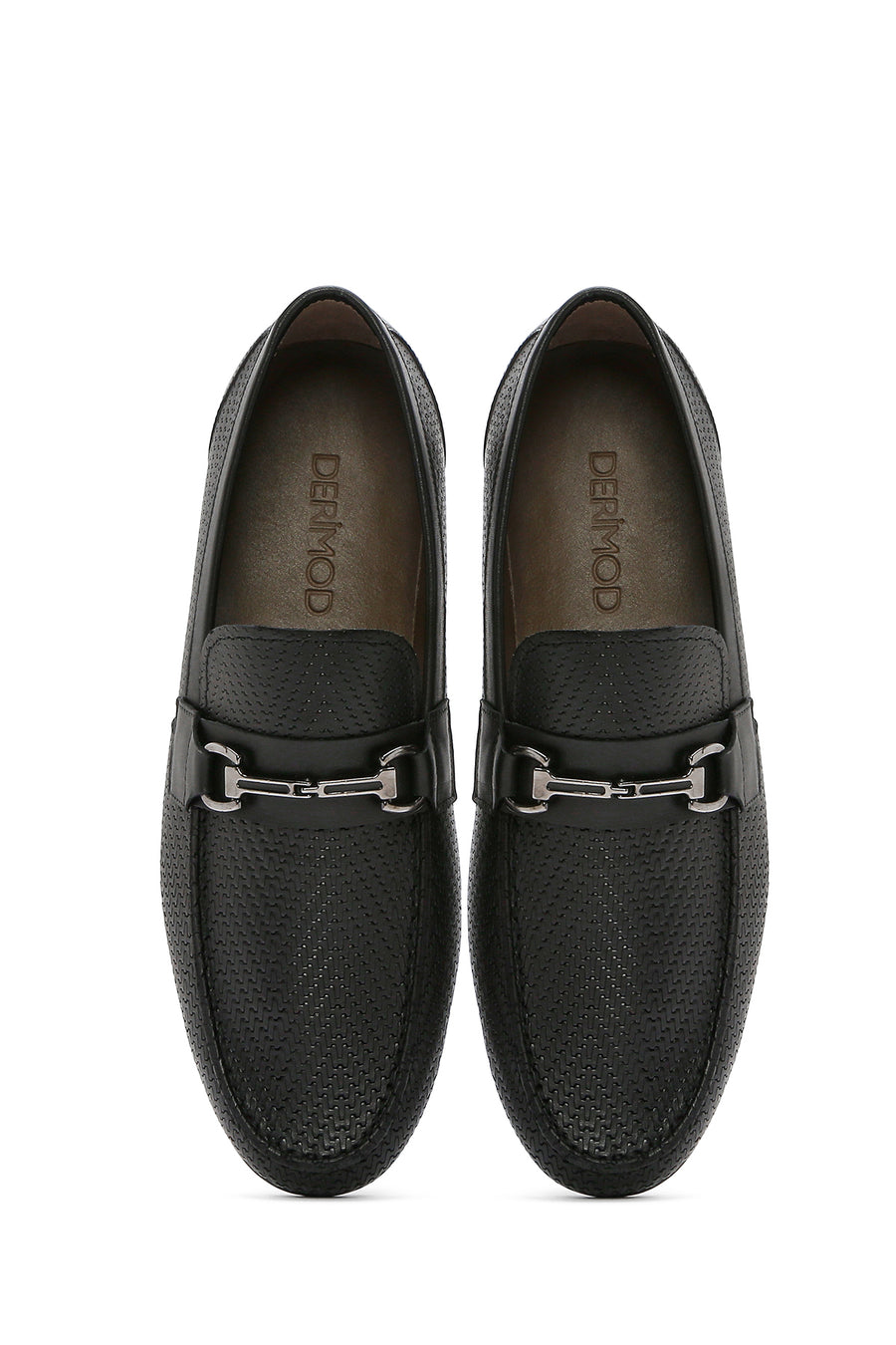 Men's Black Printed Leather Casual Loafer