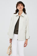 Karen Women's Beige Oversize Leather Jacket | Derimod