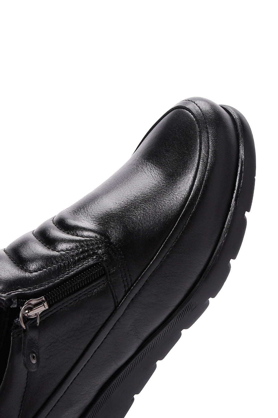 Women's Black Leather Comfort Casual Shoes