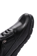 Women's Black Zippered Leather Comfort Shoes | Derimod