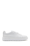 Male White Lace-Up Leather Sneaker | Derimod