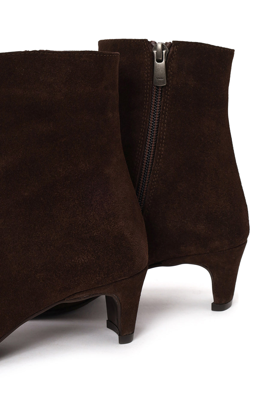 Woman Brown Zip Closure Chunky-Heeled Suede Leather Boots