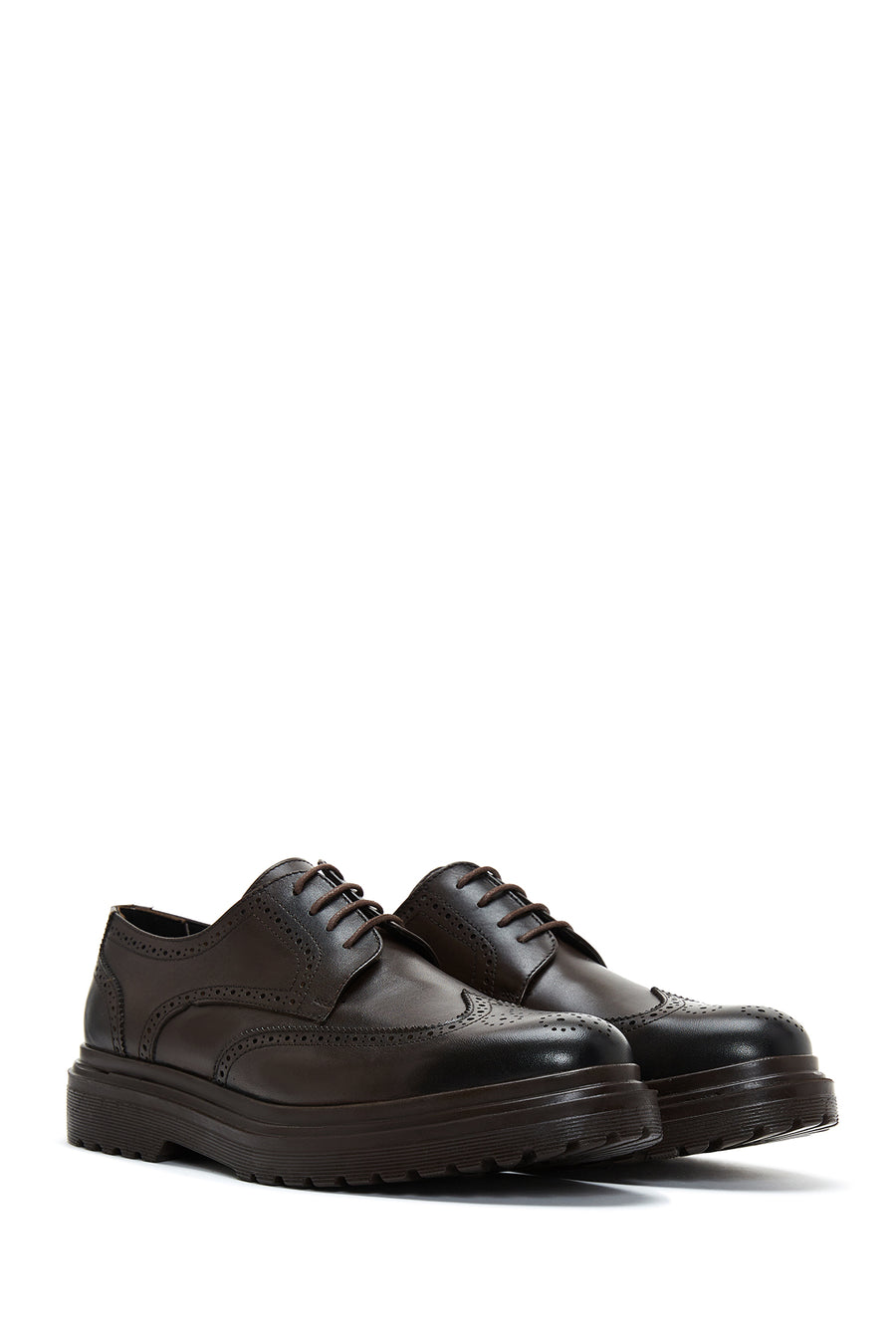 Men's Brown Leather Thick Soled Casual Shoes