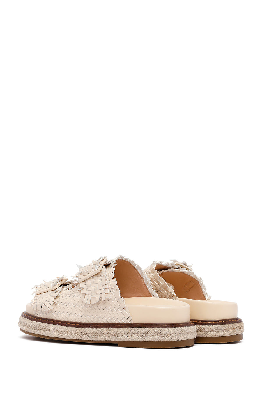 Women's Beige Thick Soled Knitted Slippers