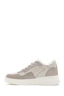 Women's Beige Thick Sole Fur Leather Sneaker | Derimod