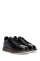 Men's Black Leather Thick Soled Leather Sneaker | Derimod