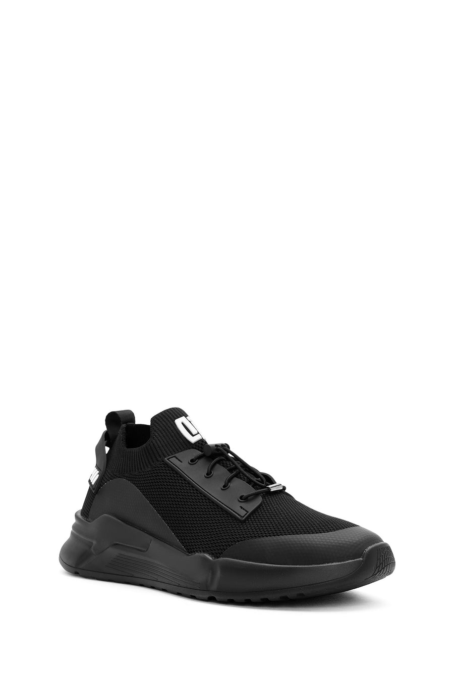 Men's Black Lace-Up Fabric Sneakers