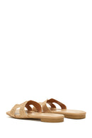 Women's Beige Stone Flat Slippers | Derimod