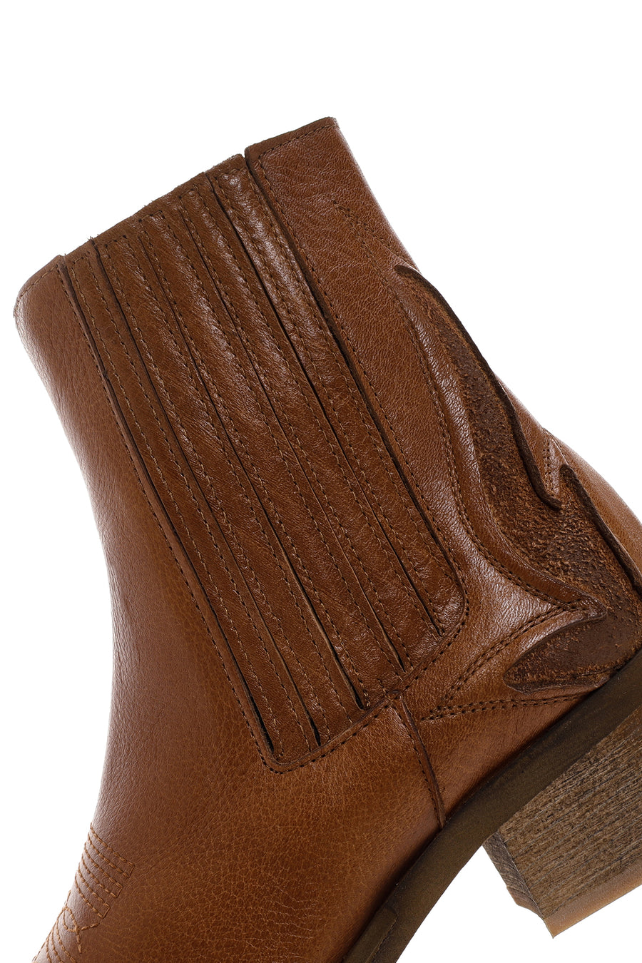 Women's Tan Leather Heeled Cowboy Boots