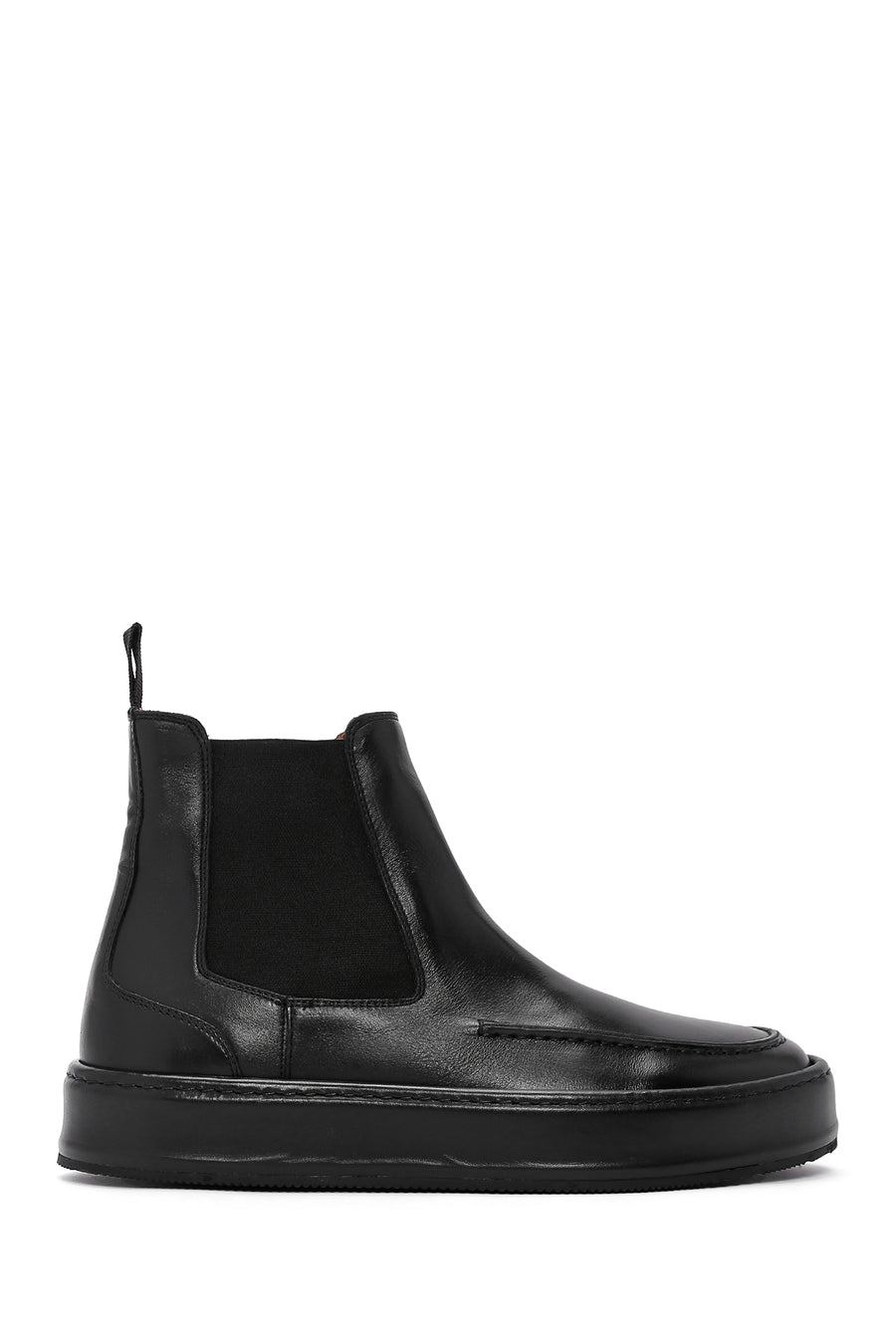 Men's Black Leather Chelsea Sports Boots