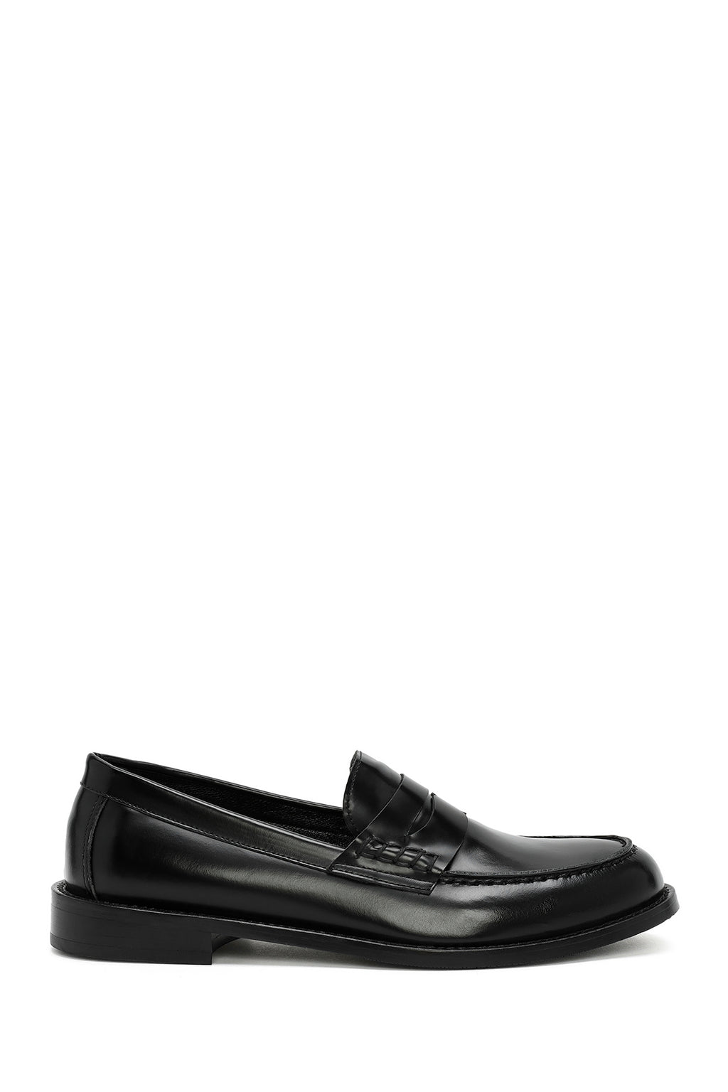 Kadın Siyah Deri Maskülen Loafer