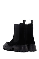 Women's Black Suede Leather Chelsea Boots | Derimod