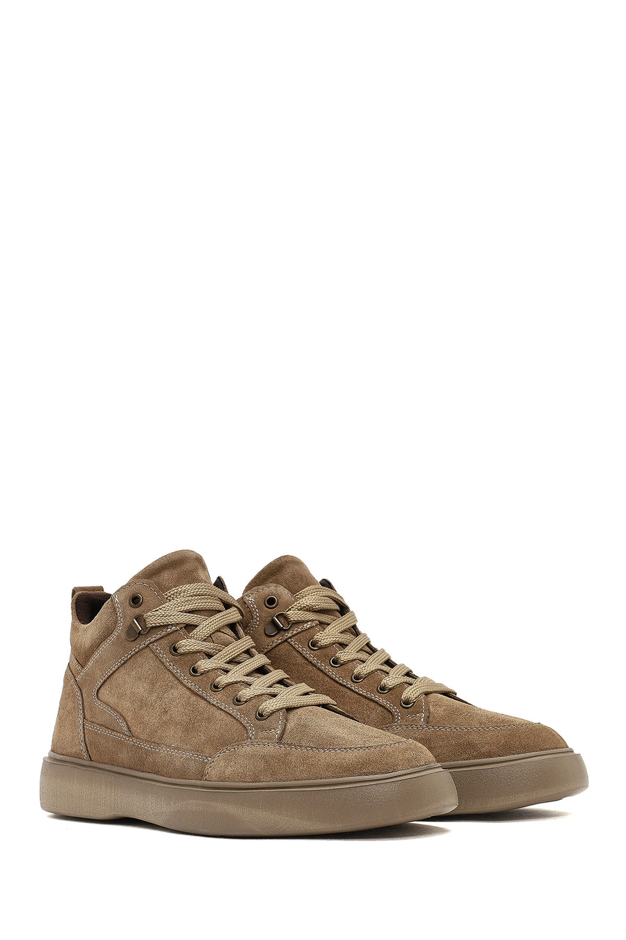 Men Beige Lace-up Suede Leather Sports Boot