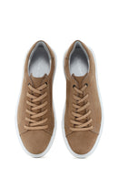 Men's Mink Lace-Up Nubuck Leather Sneaker | Derimod