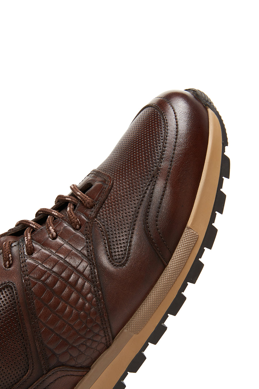 Erkek Kahverengi Deri Sneaker