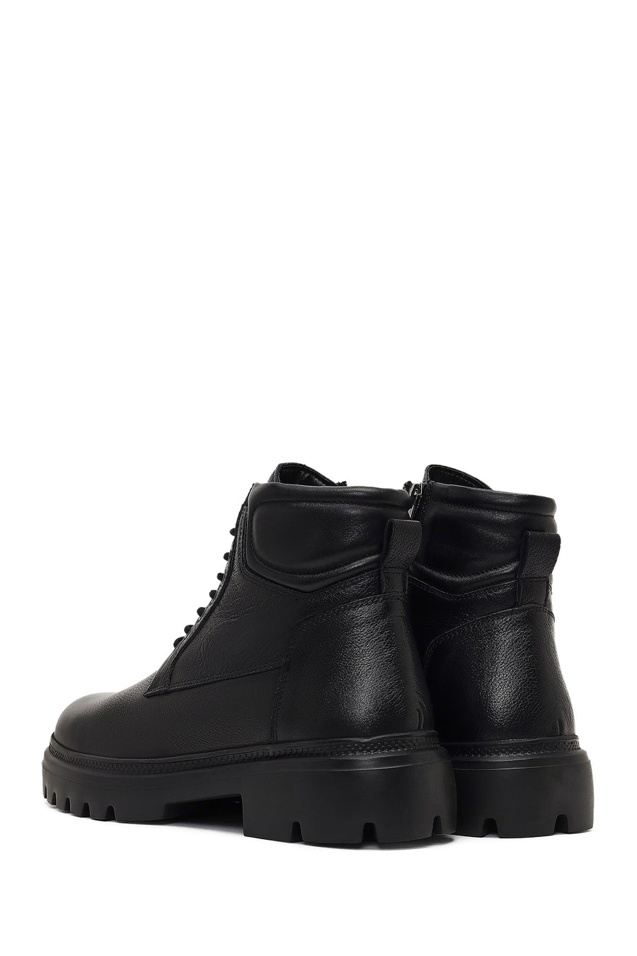 Male Black Zip Closure Leather Combat Boots