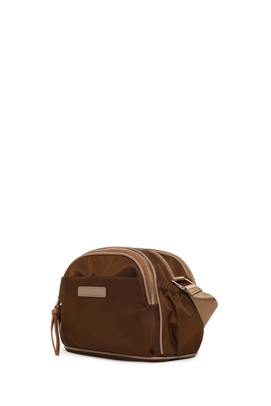 Woman Brown Fabric Crossbody Bag