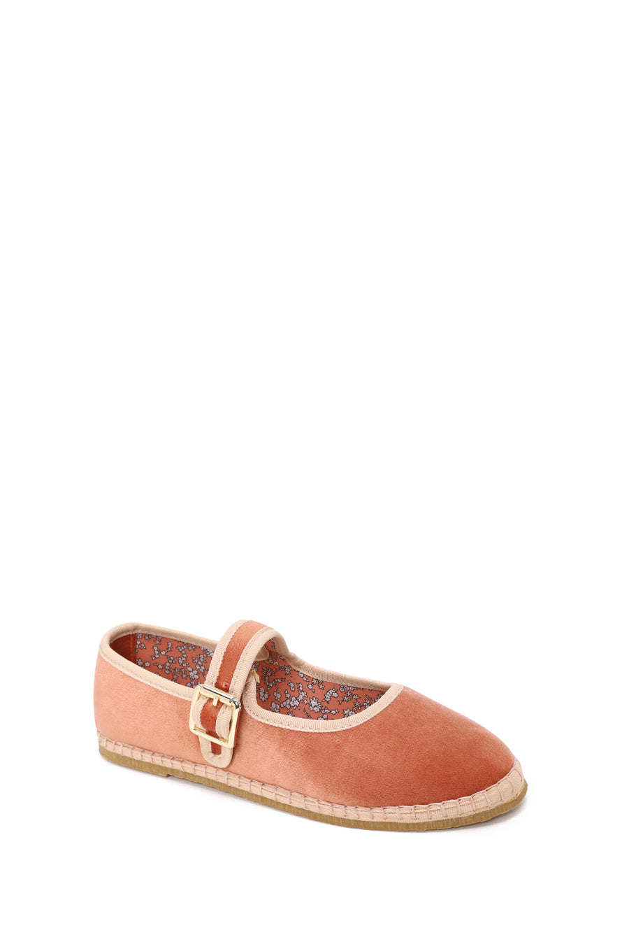 Woman Powder Buckled Fabric Mary Jane Ballerine flats