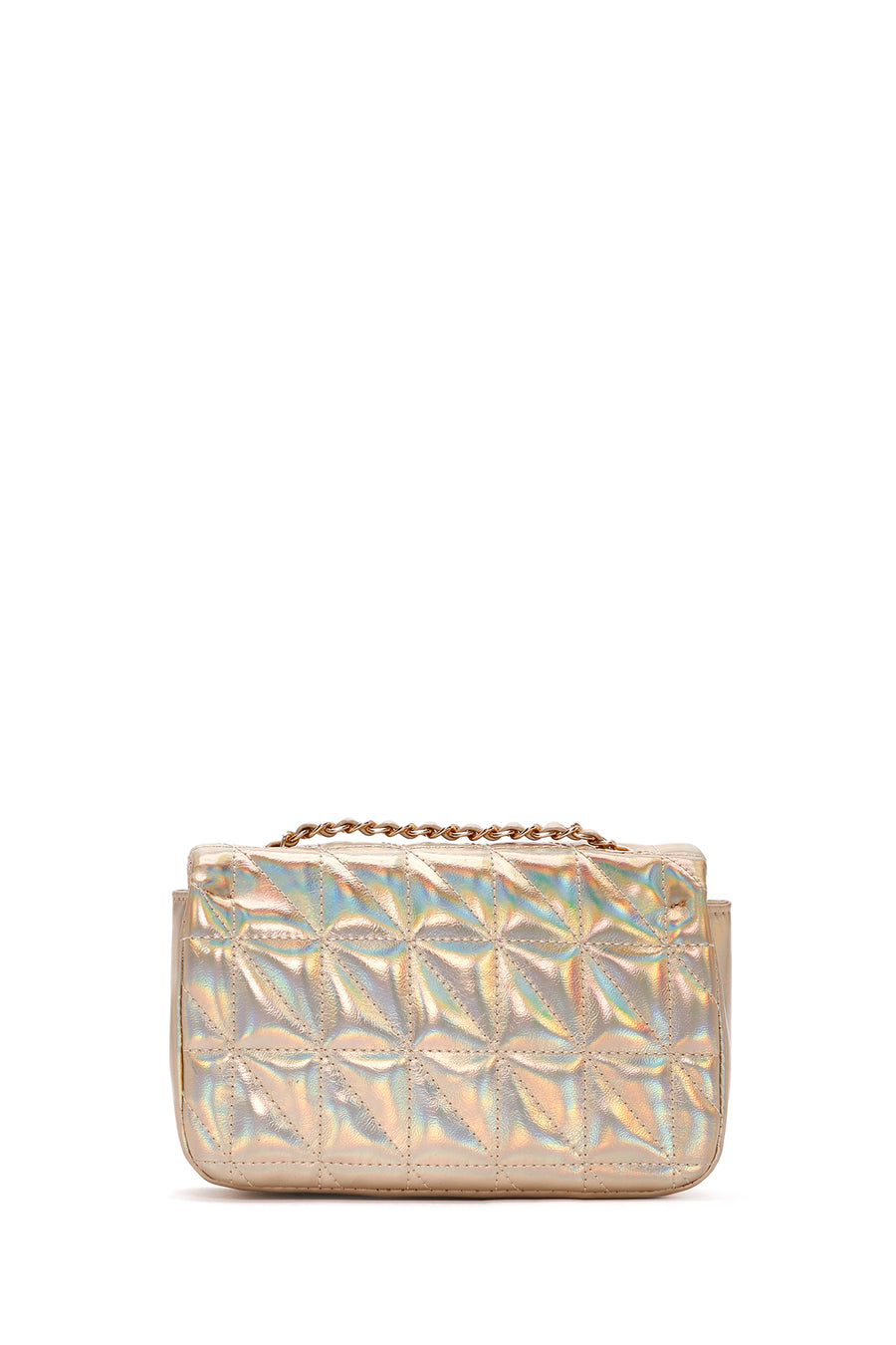 Women's Gold Long Strap Quilted Crossbody Bag